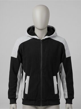 Men's Black & Light Gray Performance Hooded Jacket